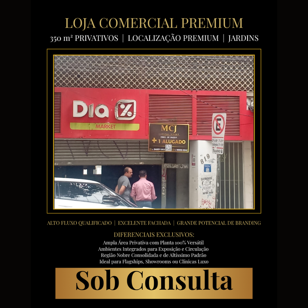 Loja Comercial no Jardins: 350m², Alto Fluxo, Localização Premium e Grande Potencial
