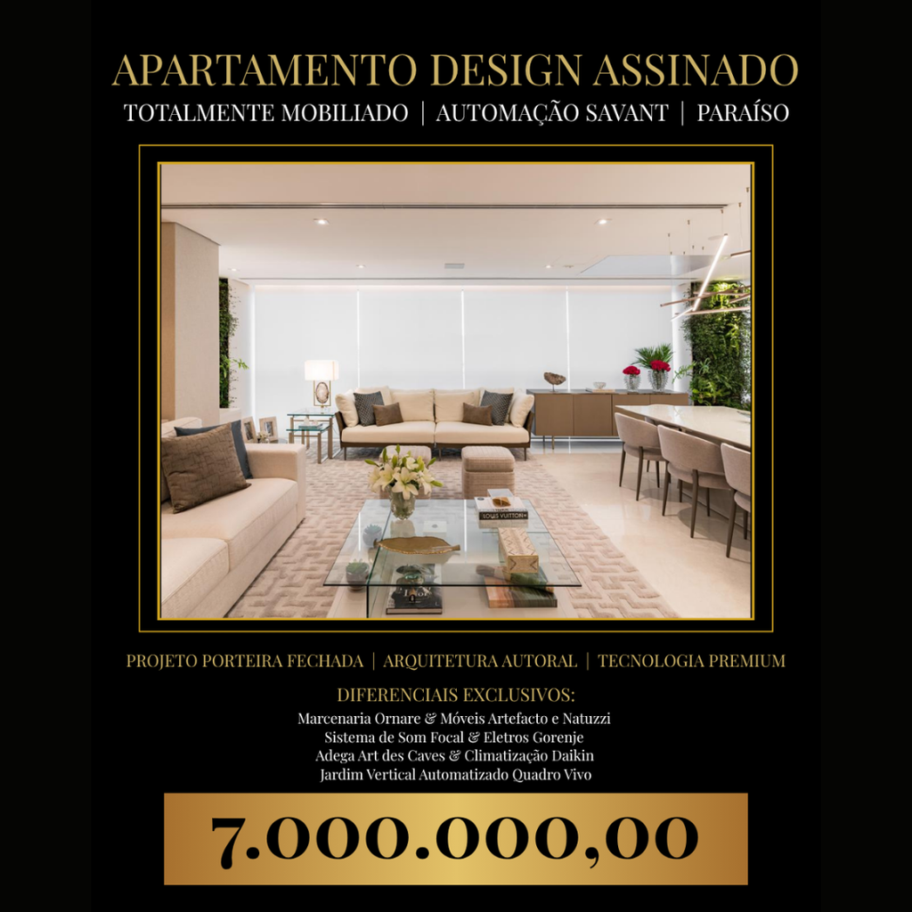 Apartamento Alto Padrão no Paraíso: Design Assinado, Automação Savant, Mobiliado com Ornare e Artefacto