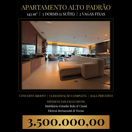 Apartamento Alto Padrão: 3 Dorms, 2 Vagas, Equipado com Bertazzoni e Estudio Bola