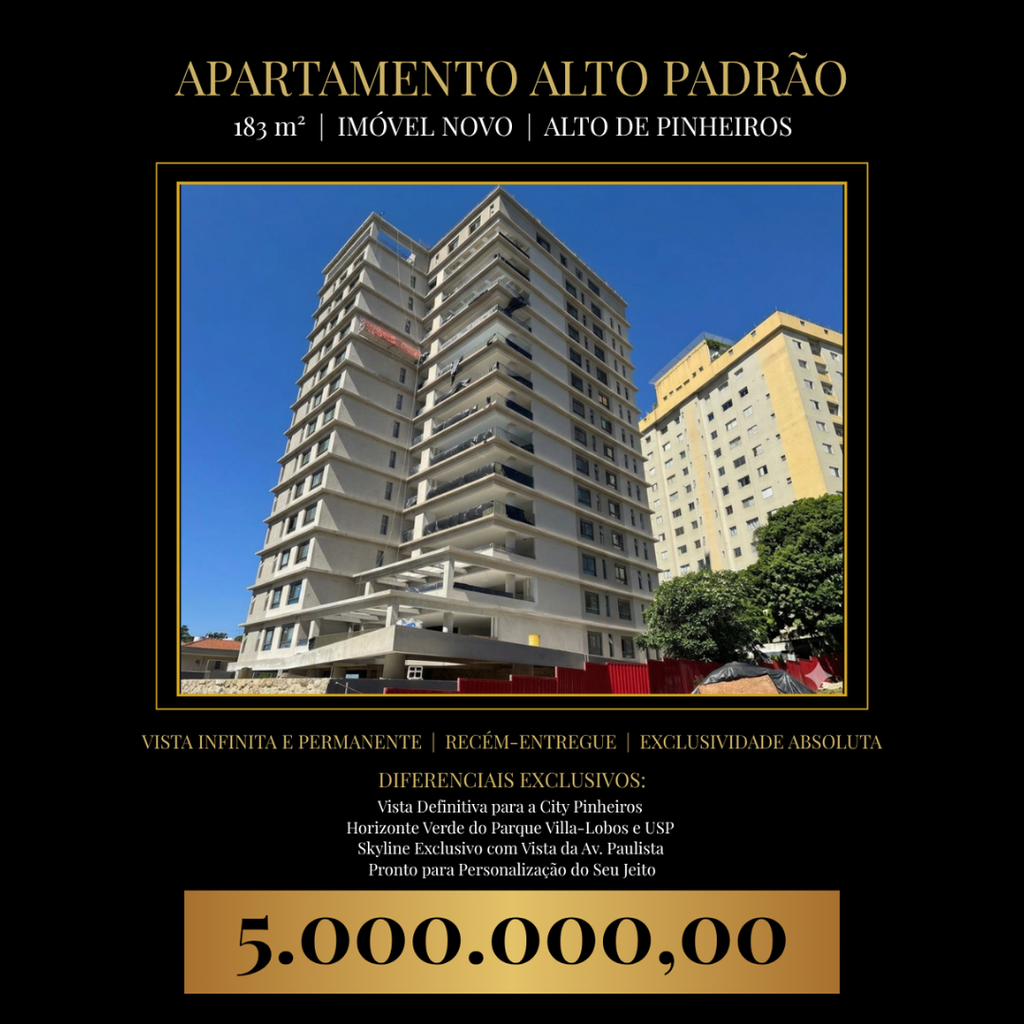Apartamento Alto Padrão: Vista Permanente e Privilegiada no Alto de Pinheiros